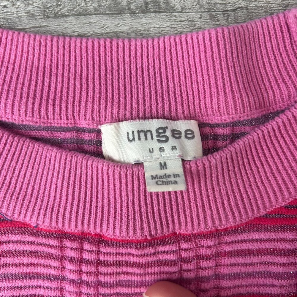 Umgee Pink Stripe Dolman Sleeve Lightweight Semi Sheer Sweater Size Medium K4 - Picture 2 of 6